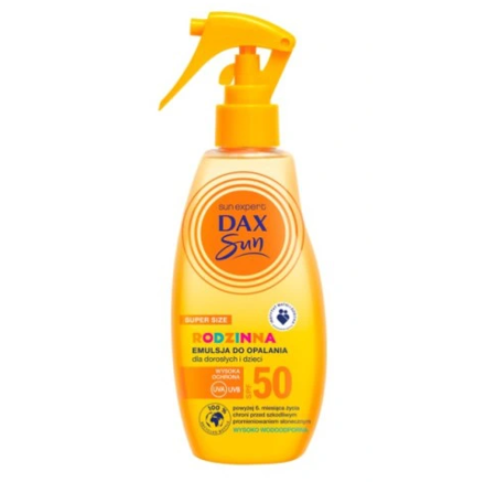 Dax Sun Rodzinna emulsja do opalania dla dzieci i dorosłych SPF50 triger, 200 ml